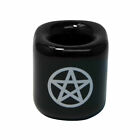 1 Black Pentagram silver Ceramic Candle Holders for 1/2" wide Mini Chime Candles