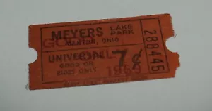 Ride Ticket for Meyers Lake Park - 1969 - Picture 1 of 2