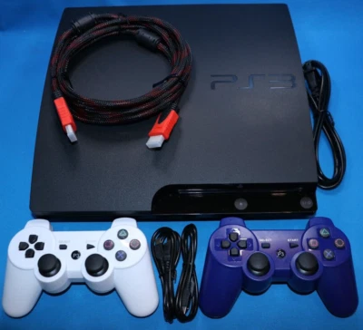 SONY PlayStation 3 PS3 Slim Console 160GB BUNDLE 2 NEW CONTROLLERS 1 YR WARRANTY - Image 1 of 2