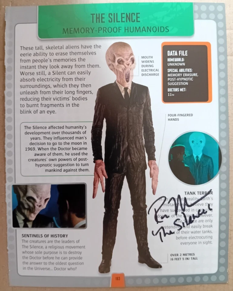 ORIGINAL AUTOGRAPHED DOCTOR WHO BOOK PAGE ROSS MULLAN Silent - Image 1 of 1