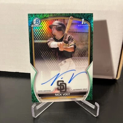 2023 Bowman Chrome Auto Nick Vogt Grass Refractor 1st Prospect #’d /99 - Image 1 of 2