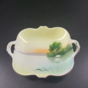 Cenicero Noritake vintage pintado a mano cisne baratija plato asas Japón - Imagen 1 de 3