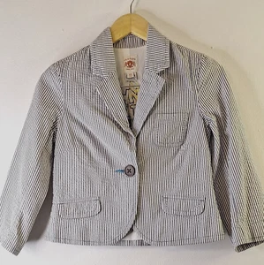 Vintage Y2K OLD NAVY Striped Seer Sucker Blazer Women's Sz XS Coastal Nautical - Picture 1 of 16