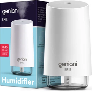 GENIANI Mini Cool Mist Humidifier for Bedroom. Small Car Humidifier 250ml White - Picture 1 of 7
