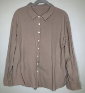 Camisa arrugada beige tostado 2XL puños con botones manga larga cuello en punta - Imagen 1 de 6