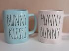 Set 2 Rae Dunn Coffee Mugs Spring Easter Hunny Bunny & Bunny Kisses Collectible 