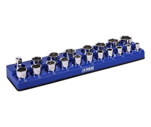 60010 - Organizador de enchufes magnéticos métricos de 1/2 pulgada azul de 19 piezas - Tiene capacidad para 18 so... - Imagen 1 de 8