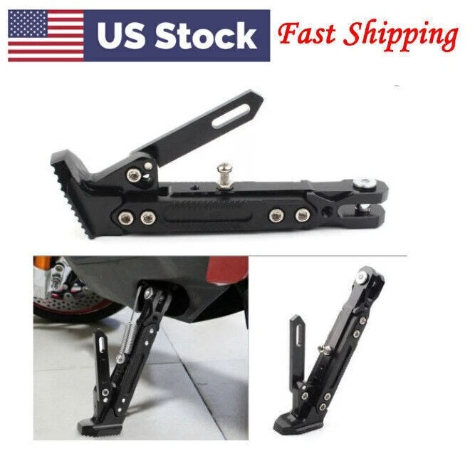 CNC Adjustable Foot Support Side Stand Parking Leg Kickstand Black Motorcycle US - Image 1 of 4