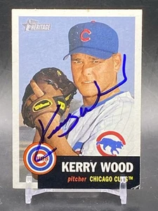 Topps Heritage #248 2002 Kerry Wood en tarjeta autógrafo Chicago Cubs béisbol - Imagen 1 de 2