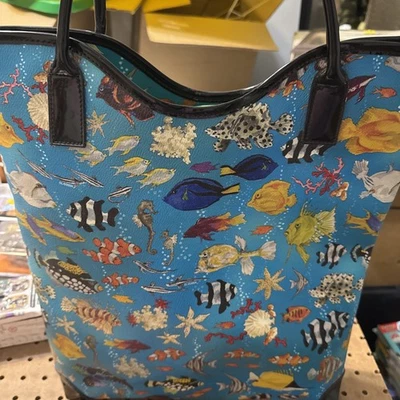 Sydney Love, faux leather slender “North/West style tote. Underwater fish 15/13” - Image 1 of 4