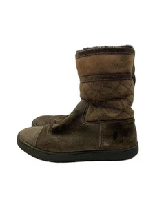 Chanel Women Boots Suede Brown Logo 6.5 US Used - Picture 1 of 5