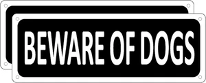 (Paquete de 2) Cuidado con los letreros para perros para cerca, 10" X 3.5" aluminio señal de advertencia para perros para - Imagen 1 de 12