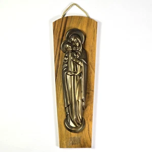 VTG Madonna & Child Brass Metal Relief Wall Plaque – MCM Germany 10” Mary Jesus - Picture 1 of 8