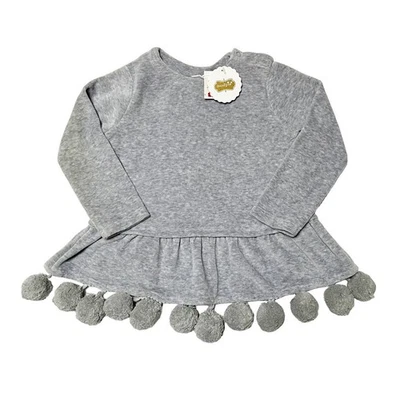 NWT Mud Pie Velour Pom Shirt Size 12-18m *READ* - Image 1 of 4