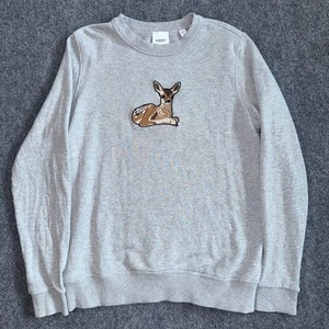 Burberry Fairhall Hirsch bestickt Pullover Sweater Damen Größe Small hellgrau - Bild 1 von 18