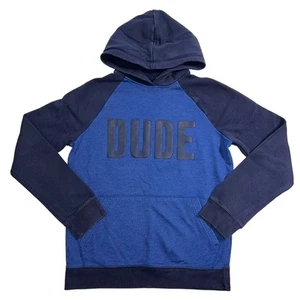 Childrens Place Boys DUDE Hoodie Pullover Hooded Sweatshirt Long Sleeve Blue XL - Picture 1 of 8