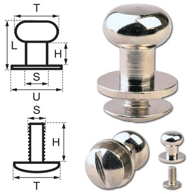 HOPPE & MASZTALERZ 15 Knopfschraubnieten Patronentaschenverschluss 8mm nickel-glänzend