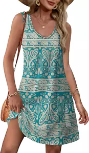 Womens Summer Dresses 2025 Loose V Neck Sleeveless Sundresses Swimsuit Coverup w - Picture 1 of 12