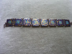 STUNNING HANDMADE COPPER & ENAMEL LINK BRACELET/ KAMRAN ARESTEH ARTISAN - Picture 1 of 6