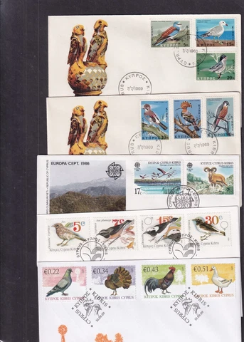 Cyprus Birds FDC First Day Cover choice of  years 1969 1986 1991 2009 Cover