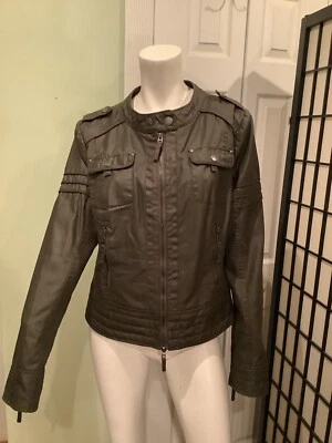 Blanc Noir Moto Jacket Waxed Cotton Black Zipper Short Coat Women’s XL Lined - Image 1 of 4