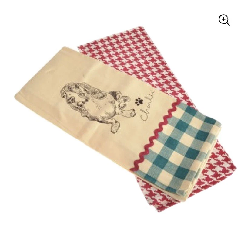 Nuevo Juego de 2 toallas de cocina The Pioneer Woman Charlie Basset Hound perro Foto 1 de 4