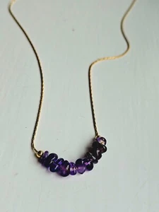 AMETHYST Gold Choker Healing Crystal Protection Crystal Amethyst Gold Necklace - Picture 1 of 5