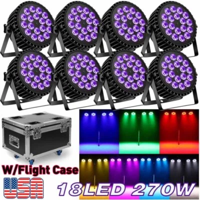 270W DMX RGBW 18 LED Wash Par Can Stage Light Party Disco Show Gig Event+Case - Image 1 of 4