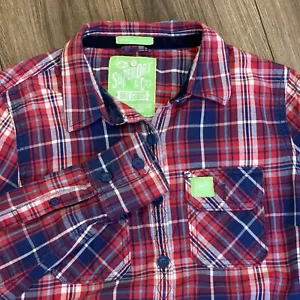 Superdry Long Sleeve Plaid Button Up, Green Tags Women’s L Cowboy Grunge Flannel - Picture 1 of 14