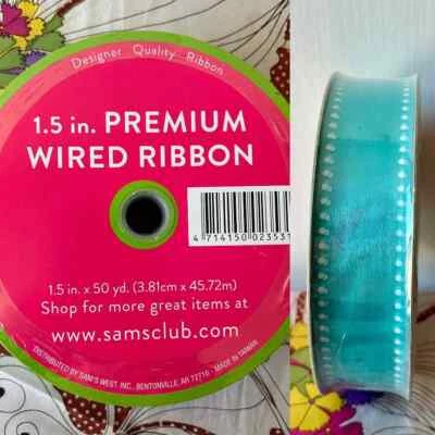 Sam's club members mark wired ribbon 50 yards x 1.5" sparkly blue premium - Image 1 of 4
