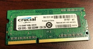 Memoria SODIMM Crucial 4 GB DDR3/DDR3L 1600 MT/s (PC3-12800) sin búfer #2879 - Imagen 1 de 2