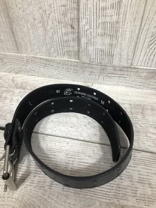 Black Child Genuine Leather Medium 82 Double Holes Buckle Girl Belt - Picture 1 of 3