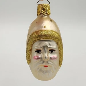 Inge Glas of Germany Elfenbein Weihnachtsmann Kopf mundgeblasen Glas Ornament ~3" - Bild 1 von 7
