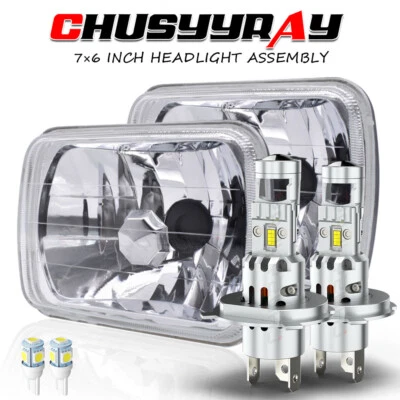 120W Pair 5x7 7x6 Square LED Headlights Hi-Lo DRL Fit Ford F650 F750 F 250 L9000 - Image 1 of 4