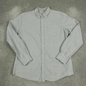 Farah Mens Shirt Large Grey Striped Chambray Regular Fit Long Sleeve Button Up - Picture 1 of 8