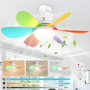 E27 Klein Deckenventilator mit Beleuchtung Dimmbar Ventilator Lampe Kinderzimmer - Bild 1 von 20