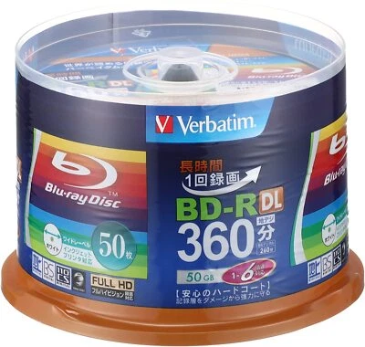 Verbatim Blank Blu-ray Discs 50GB BD-R DL 4x 6x bluray From Japan Japan - Image 1 of 4
