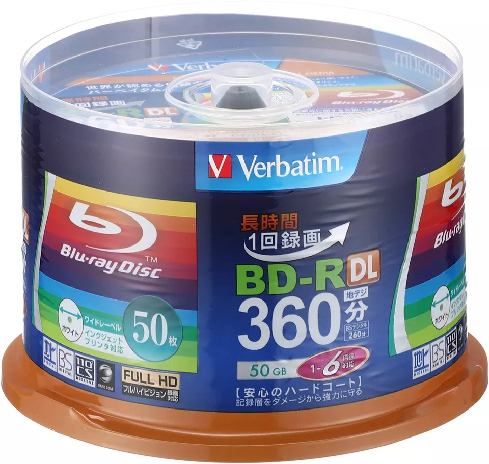 Verbatim Blank Blu-ray Discs 50GB BD-R DL 4x 6x bluray From Japan Japan - Image 1 of 4