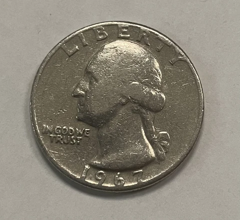 1967 Quarter No Mint Mark  Letters Numbers Touching Rim Error Both Sides Cover