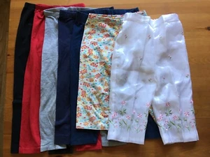 Girls Pants Lot Size 6 Set of 7 Mixed Brand Gray Blue Black Red Capris Lands End - Picture 1 of 12