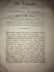 DU TESTICULE placé à l'ANNEAU INGUINAL par ROUX , médecin à Saint-Maximin (VAR ) - Imagen 1 de 2