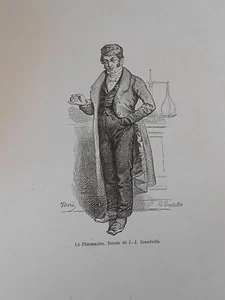 Gravure 19èm - Le Pharmacien dessin de J.J. Grandville - Picture 1 of 1