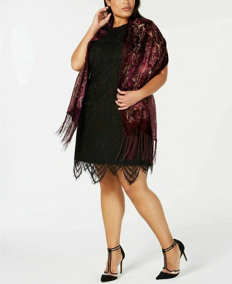 Inc International Concepts Womens Ombre Floral Velvet Wrap Purple Blush