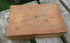  Decorative Vintage Solid Pine or Similar Wooden Box, Hammered Copper Hinges.