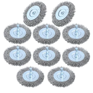 10Pcs 3 Inch Stainless Steel Wire Wheel Brushes Kit for Drill with 1/4-Inch Hex - Picture 1 of 6