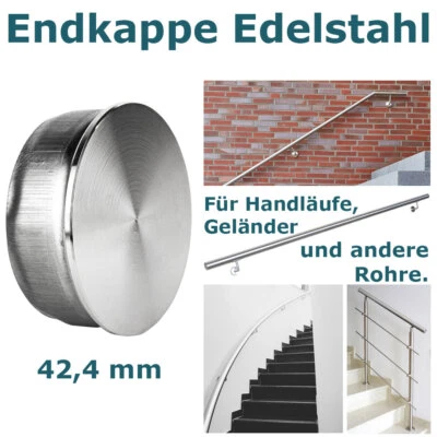 Endkappe 42,4 x 2 mm Edelstahl für Rohr Geländer Handlauf Abdeckkappe V2Aox