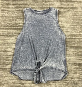 Love Five Top Juniors Small Blue Tied Hem Sleeveless Tank Shirt Tee Casual - Picture 1 of 10