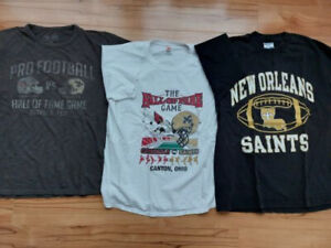 3 New Orleans Saints T-Shirts Men's Large Hall of Fame Game Champion 47 Brand