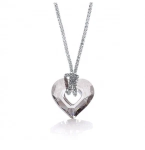 Crystal Heart Necklace Solid Sterling Silver Luxurious Packaging - Picture 1 of 4