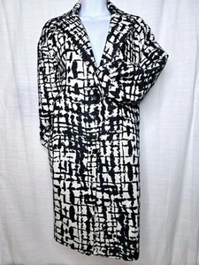 Lisa Bayne Asymmetrical Jacket Black White Long Size X-Small - Picture 1 of 12